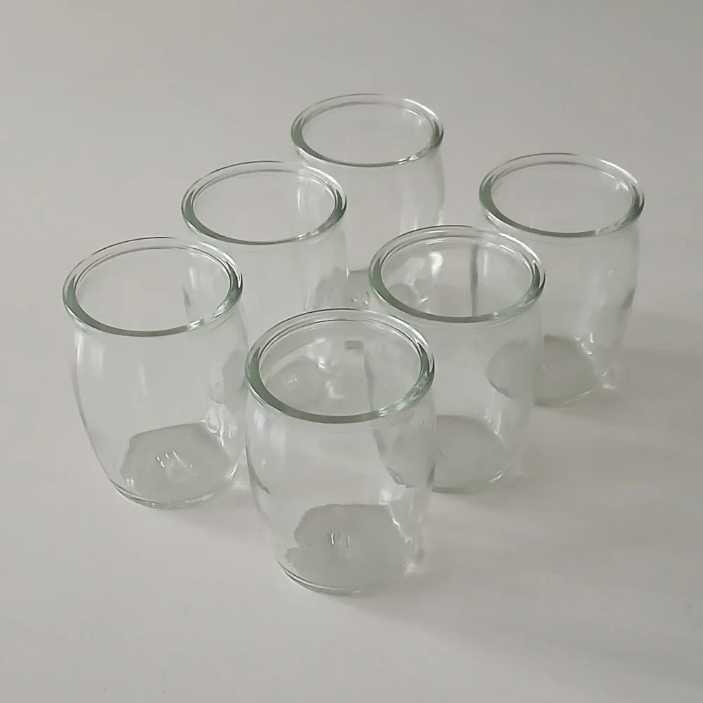 (6) Glass Jars/ Cups - yogurt, dessert or starter plants, storage